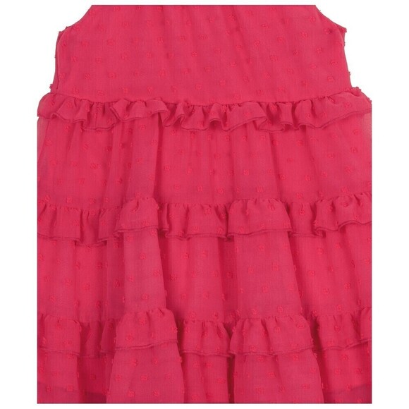 Rare Editions Baby Girl Ruffle Fly Sleeve Polka Dot Chiffon Dress 2p set fushia - Picture 5 of 8